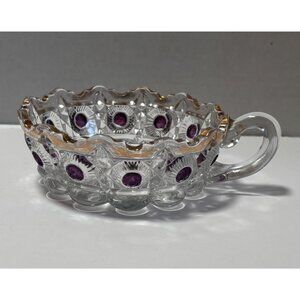 EPAG Bullseye Daisy Nappy Nuts Candy Pressed Glass Bowl Vintage 1909